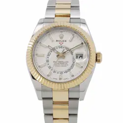ROLEX SKY-DWELLER 42MM STEEL 18K YELLOW GOLD WHITE DIAL 326933