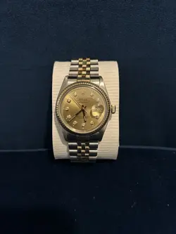 ROLEX DATEJUST 16013 CHAMPAGNE DIAL WITH DIAMONDS 18K YELLOW GOLD TWO TONE