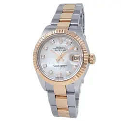 ROLEX DATEJUST EVEROSE GOLD STAINLESS STEEL MOTHER OF PEARL LADIES WATCH 279171