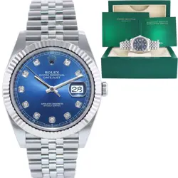 2024 NEW ROLEX DATEJUST 41 BLUE DIAMOND JUBILEE FLUTED 126334 WATCH BOX