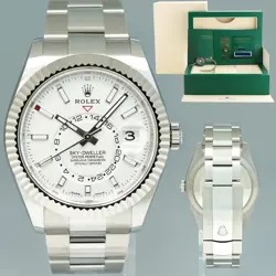2022 NEW PAPERS ROLEX SKY-DWELLER STEEL WHITE OYSTER FLUTED 42MM 326934 WATCH