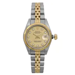 ROLEX DATEJUST 26MM 18K YELLOW GOLD DIAMOND GOLD DIAL LADIES WATCH 69173  