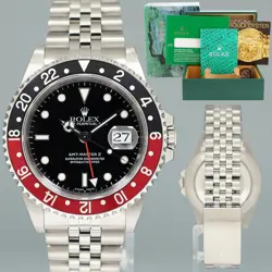 1999 MINT ROLEX GMT-MASTER 2 COKE RED BLACK JUBILEE 40MM STEEL 16710 WATCH BOX