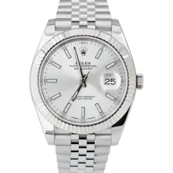 MINT ROLEX DATEJUST 41 SILVER 18K GOLD STAINLESS JUBILEE FLUTED 41MM 126334
