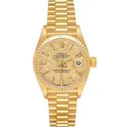 ROLEX PRESIDENT DATEJUST YELLOW GOLD LINEN DIAL LADIES WATCH 69178