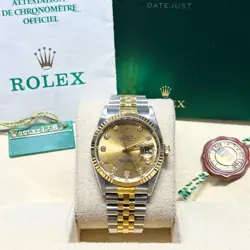 ROLEX 16233 DATEJUST 36MM STEEL YELLOW GOLD CHAMPAGNE DIAMOND-SET DIAL JUBILEE