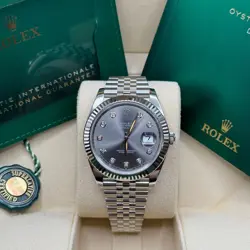 ROLEX DATEJUST 41 RHODIUM DIAMOND DIAL STAINLESS STEEL FLUTED BEZEL JUBILEE
