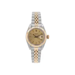 B&P ROLEX DATE 6917 26MM CHAMPAGNE INDEX DIAL FLUTED BEZEL JUBILEE BAND