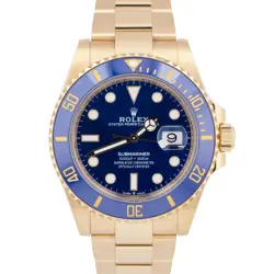 2021 NEW PAPERS ROLEX SUBMARINER DATE 41MM 18K YELLOW GOLD BLUE 126618 LB BOX