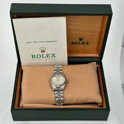 B&P ROLEX DATEJUST  69174 26MM SILVER INDEX DIAL FLUTED BEZEL JUBILEE BAND