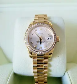 ROLEX  DATEJUST 18K GOLD FACTORY DIAMOND 179138 LADIES WATCH BOX PAPERS