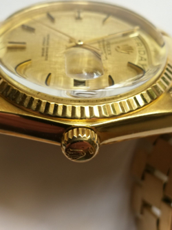 ROLEX 1803 DAY-DATE 36mm 18K YELLOW GOLD - LINEN DIAL -CONCEALED CLASP BRACELET