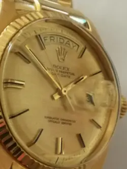 ROLEX 1803 DAY-DATE 36mm 18K YELLOW GOLD - LINEN DIAL -CONCEALED CLASP BRACELET