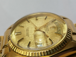 ROLEX 1803 DAY-DATE 36mm 18K YELLOW GOLD - LINEN DIAL -CONCEALED CLASP BRACELET