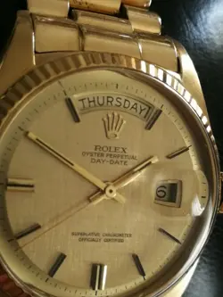 ROLEX 1803 DAY-DATE 36mm 18K YELLOW GOLD - LINEN DIAL -CONCEALED CLASP BRACELET