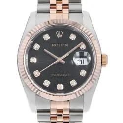 ROLEX DATEJUST 10P DIAMOND 116231G BLACK CARVING COMPUTER Z NUMBER SECOND HA...