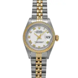 ROLEX 69173 DATEJUST WHITE WOMEN WRISTWATCH WITH BOX & PAPER
