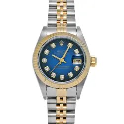 ROLEX 69173G DATEJUST BLUE GRADIENT/DIAMOND WOMEN WRISTWATCH WITH BOX & PAPER
