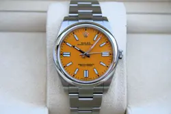 ROLEX 124300 OYSTER PERPETUAL YELLOW DIAL WATCH