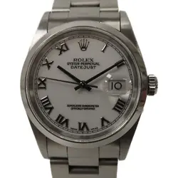 ROLEX DATEJUST 36MM AUTOMATIC WATCH 16200 STAINLESS STEEL WHITE