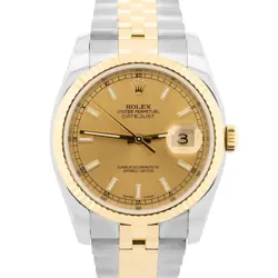 ROLEX DATEJUST 36MM CHAMPAGNE TWO-TONE JUBILEE 18K YELLOW GOLD 116233 WATCH