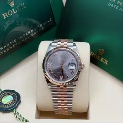 ROLEX DATEJUST 36 NEW 2025 RHODIUM DIAMOND 6 9 DIAL TWO TONE ROSE GOLD FLUTED