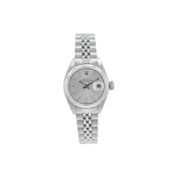 ROLEX DATE 6917 26MM SILVER INDEX DIAL FLUTED BEZEL JUBILEE BAND