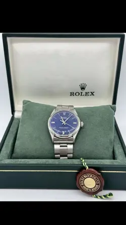 ROLEX OYSTER PERPETUAL 1002 STAINLESS STEEL BLUE DIAL AUTOMATIC 34MM