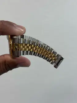 NICE PAPERS Rolex DateJust 36mm HOLES Champagne Two-Tone 18K Watch 16233 BOX