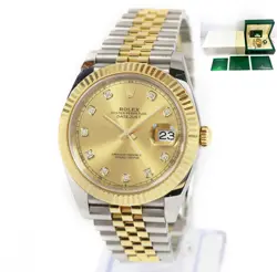 2023 ROLEX DATEJUST 126333 41MM CHAMPAGNE DIAMOND DIAL 18K YG BOX PAPERS