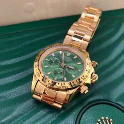 Automatic Watch ♔Rolex♔ 40mm In 18K Yellow Gold Steel Green Dial