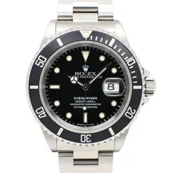 USED ROLEX SUBMARINER DATE 16610 BLACK MEN'S WATCH #10121
