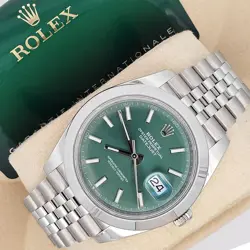2023 ROLEX DATEJUST 41 126300 MINT GREEN DIAL STEEL JUBILEE WATCH BOX PAPERS
