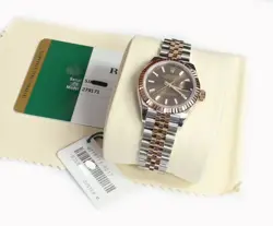 Ladies Rolex 28mm Chocolate Dial Two Tone 18k Everose Gold 279171 with 2018 Card