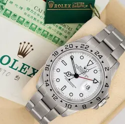 ROLEX EXPLORER II 40MM POLAR WHITE STEEL OYSTER WATCH 16570 BOX PAPERS