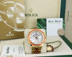 ROLEX Gold DAYTONA MOP Dial Custom Cognac Bezel Safari Strap 116518 SANT BLANC