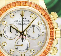 ROLEX Gold DAYTONA MOP Dial Custom Cognac Bezel Safari Strap 116518 SANT BLANC