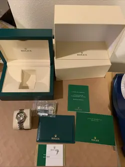 2007 ROLEX LADIES DATEJUST 179174 SILVER ROMAN DIAL  STEEL WATCH W/ CARD
