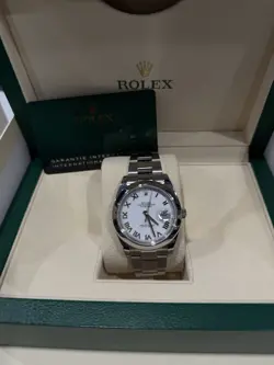 2023 ROLEX DATEJUST 41MM 126300 WHITE ROMAN SMOOTH OYSTER BOX PAPERS