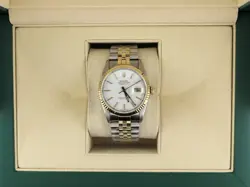 1989 ROLEX DATEJUST 16233 WHITE DIAL TT 18KT JUBILEE NO PAPERS 36MM