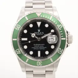ROLEX GREEN SUBMARINER 16610LV SS AT BLACK DIAL 2 EXTRA LINKS