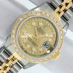 ROLEX LADY DATEJUST CHAMPAGNE DIAMOND WATCH STEEL AND 18K YELLOW GOLD DIAMOND