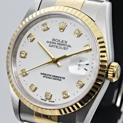 ROLEX DATEJUST 16233G 10PD WHITE T SS/YG AUTOMATIC 36mm 179931
