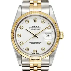 ROLEX DATEJUST 16233G 10PD WHITE T SS/YG AUTOMATIC 36mm 179931