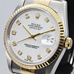 ROLEX DATEJUST 16233G 10PD WHITE T SS/YG AUTOMATIC 36mm 179931