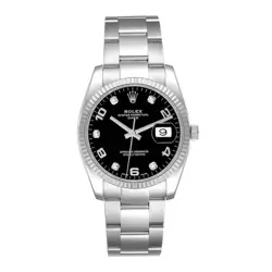ROLEX OYSTER PERPETUAL WATCH 34MM BLACK ARABIC NUMERALS DIAL STAINLESS STEEL
