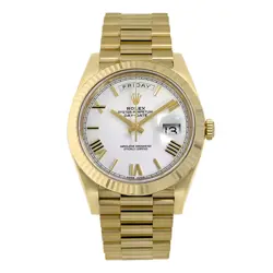 ROLEX DAY-DATE 40 WATCH 40MM WHITE ROMAN NUMERALS DIAL YELLOW GOLD