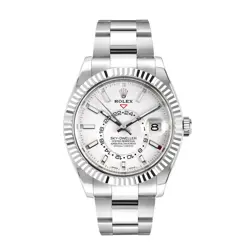 ROLEX SKY-DWELLER WATCH 42MM WHITE INDEX HOUR MARKERS DIAL WHITE GOLD