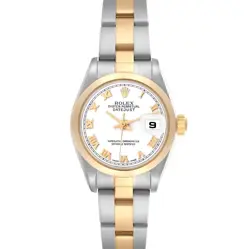 ROLEX DATEJUST STEEL YELLOW GOLD WHITE DIAL LADIES WATCH 79163