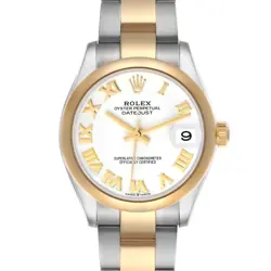 ROLEX DATEJUST 31 MIDSIZE STEEL YELLOW GOLD WHITE ROMAN DIAL LADIES WATCH 278243